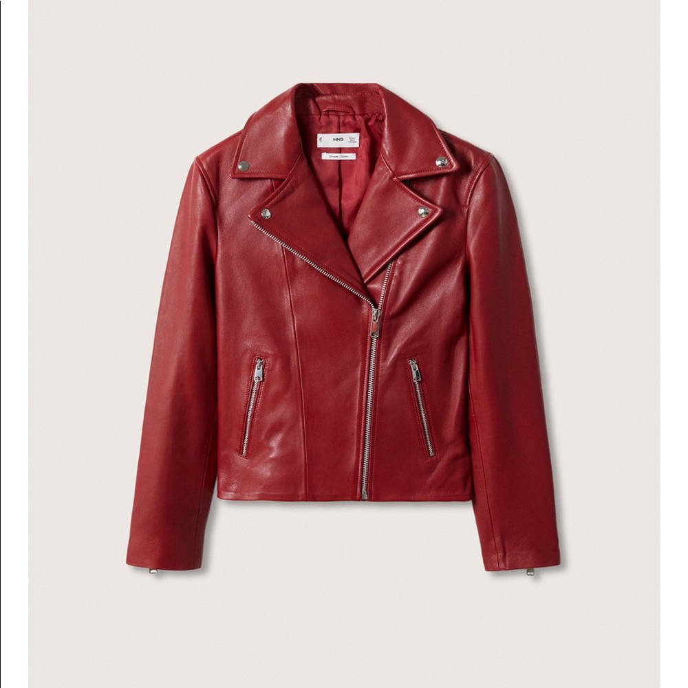 Mango Red Leather Jacket - Picture 2 of 6